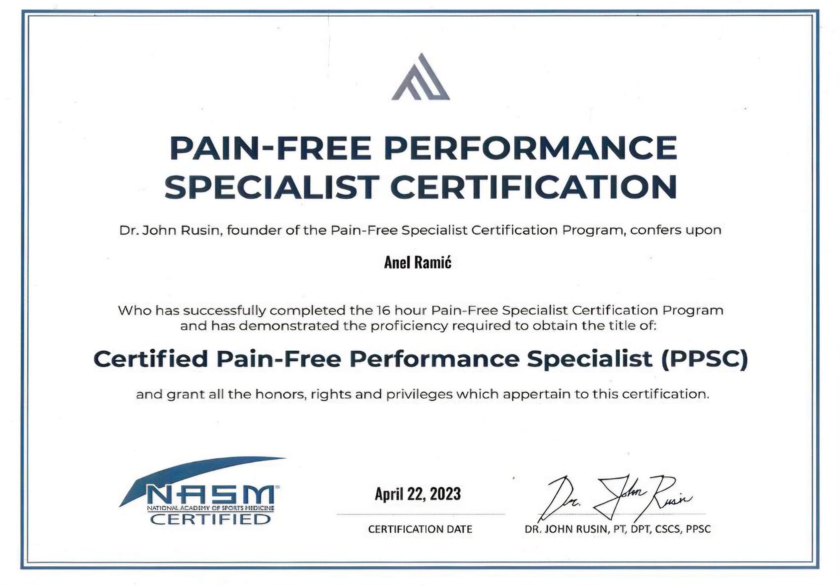 Pain Free Performance Specialist Certification